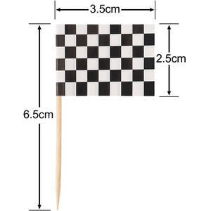 Benutzer definierte karierte Racing <span class=keywords><strong>Flag</strong></span> Zahnstocher Bambus Cupcake Picks und Dinner Flags Rennwagen Cake Topper und Party Dekorationen - Product Image 4