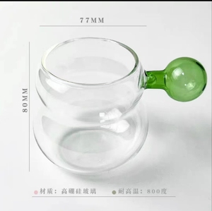 Tasse à boire en <span class=keywords><strong>verre</strong></span> monocouche en forme de <span class=keywords><strong>gourde</strong></span> transparente résistante à la chaleur de style japonais avec poignée en boule colorée - Product Image 6