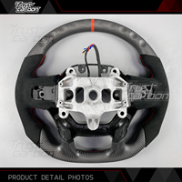 Volant en fibre de carbone mat personnalisé Rebel pour Dodge Ram TRX 1500 3500 4500 18-22 avec palettes de changement de vitesse et poignées en microfibre