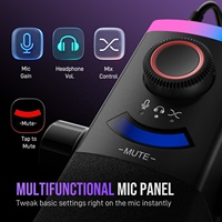 Kit de Micrófono Dinámico RGB Controlable FIFINE AM8 PROT, Kit de Micrófono XLR/USB 3 en 1 con Perilla Digital para Streaming y Juegos
