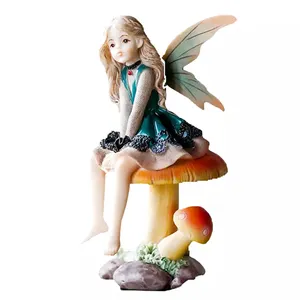 Wholesales home and garden ornaments fairy garden accessory flower fairy miniature mushroom girl figurine statues