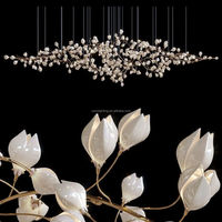 Lustres de fleurs de lys nouvellement conçus pour Villa hôtels salon escalier longue grande suspension d'éclairage LED