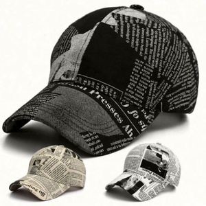 <b>Hats</b> Men and Women Spring Summer Fashion Retro Newspaper Baseball Cap Korean Outdoor Sports Sun Protection Cap - Product Image 1