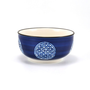 Offre Spéciale logo personnalisé japonais 4.5 <span class=keywords><strong>pouces</strong></span> petit bol de riz en céramique bleue avec bord noir - Product Image 1