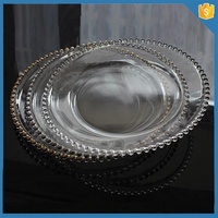 LANGXU Assiette en verre grande et spacieuse, argentée, dorée et transparente, plate, pour la cuisine, la maison et les repas