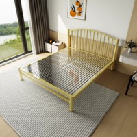 Cadres de lit double modernes et minimalistes en acier inoxydable Foshan JUNYI modèle 304201, avec sommier à lattes amovible et multi-usages, 1800x1900mm