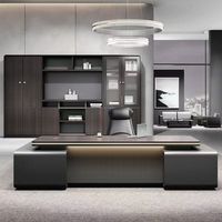 Set di Sedie Direzionali di Lusso, Tavolo Moderno Minimalista per Manager e Presidenti, Arredamento per Ufficio Dirigenziale