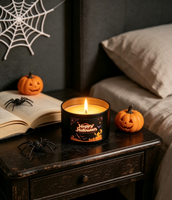 Bougie parfumée d'Halloween à marque privée OEM ODM, bougie d'aromathérapie en cire de soja à motif de crâne effrayant pour cadeau ou souvenir de fête d'Halloween
