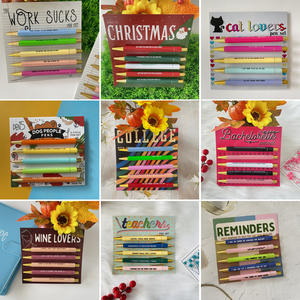 5pcs Cadeaux De Noël Drôle Stylo Ensemble Papercard Emballage Infirmière Thème Quotidien Inspirant Imprimé Plusieurs Thèmes Cliquez Stylo Ensemble - Product Image 2
