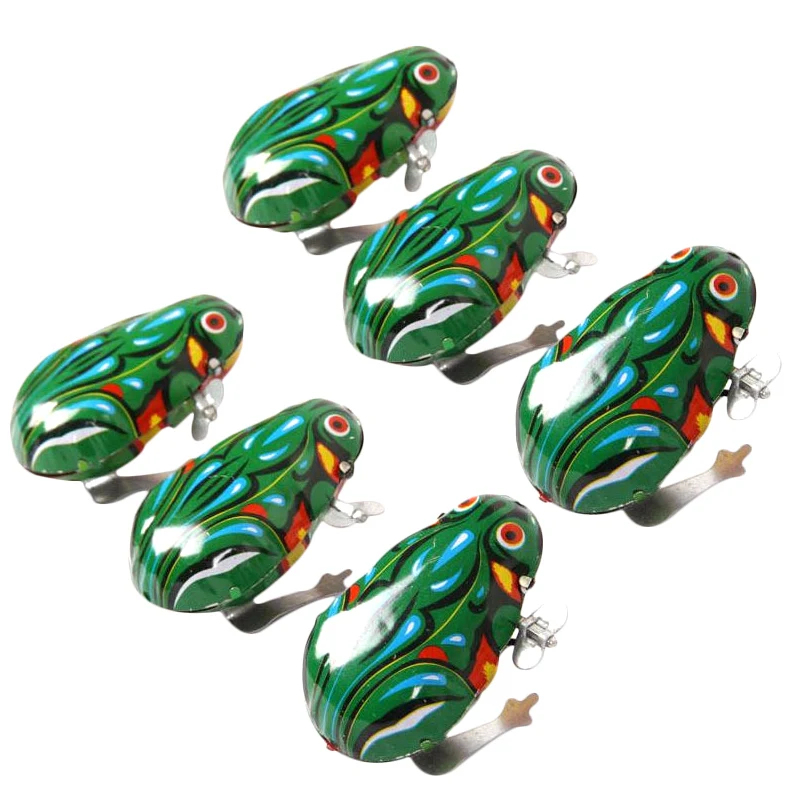 Tin frog nostalgic wind-up toy on chain iron animal toy for children