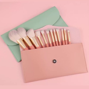 ชุดแปรงแต่งหน้าใยสังเคราะห์สีเทา 12 ชิ้น ด้ามไม้ หัวแปรงอะลูมิเนียม สำหรับคอนซีลเลอร์และโกนหนวด - Product Image 1