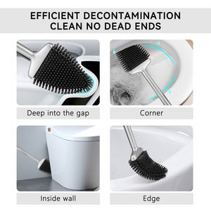 Juego de Soporte y Cepillo para Inodoro de Alta Calidad, Fácil de Usar, con Cabezal Flexible de Silicona para Limpieza - Product Image 6