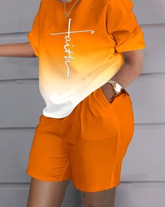 Conjunto de 2 Piezas de Top de Manga Corta con Estampado de Moda Primavera/Verano y Pantalones Cortos con Bolsillos, Tallas S-3XL - Product Image 6