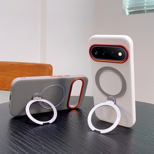 Étui de téléphone en cuir magnétique avec support rotatif à 360 degrés et objectif à grande ouverture <span class=keywords><strong>orange</strong></span> pour Google Pixel 11, Pixel 11 Pro, Pixel 11 Pro XL - Product Image 6