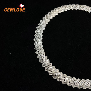 สร้อยคอเพชรเลี้ยงในห้องปฏิบัติการ 9K/14K/18K แบบ Cuban Chain หนาและเป็นประกาย งานจิวเวลรี่คุณภาพสูงสำหรับแร็ปเปอร์ฮิปฮอป - Product Image 2