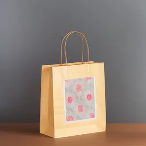 Sac en papier kraft imprimé de logo personnalisé recyclé emballage à emporter pour nourriture de restaurant épicerie à emporter