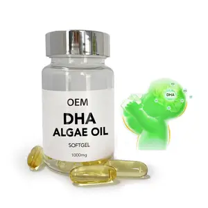 Fabricante OEM, embalaje a granel vegano omega 3, suplemento de aceite de algas que apoya la salud del cerebro, Aceite de algas DHA con gelatina Softgel