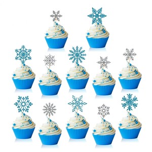 Décorations de cupcakes pour les fêtes de Noël et du Nouvel An, avec des motifs de Père Noël et des flocons de neige, pour la décoration des fêtes d'hiver - Product Image 1