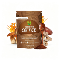 OEM ODM Champignon Café 10 Champignons Mélange puissant Café en grains fraîchement moulu Boisson Favorisant la concentration Vitalité Poudre de café
