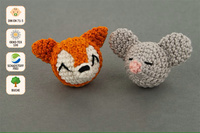 Chaîne de sucette pour bébé en crochet en gros, perles animales faites à la main, mini-boules animales en crochet, perles animales en bois personnalisées au crochet