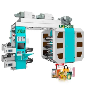 Máquina de impresión de plástico para embalaje de alimentos, rollo de polietileno LDPE, BOPP, 2, 4 y 6 colores