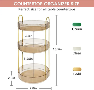 Organizador de maquillaje de belleza cosmética, caja de almacenamiento de cosméticos, estante de almacenamiento giratorio, organizador de tocador transparente - Product Image 3