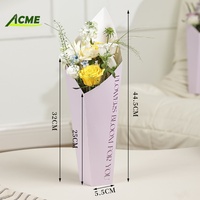Boîte à fleurs en forme de cône triangulaire - Tube d'emballage floral rose portable pour l'emballage de bouquets et la décoration florale