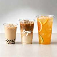 Gobelets en plastique jetables, logo personnalisé imprimé, gobelets transparents en PET pour café et bubble tea, 500 ml avec couvercles, gobelets de qualité alimentaire, grossiste
