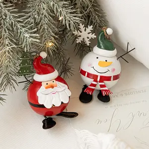 Decorazione natalizia per finestra Desktop forniture di decorazioni natalizie pupazzo di neve alce Babbo Natale ornamento per albero di natale in ferro