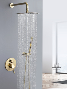 Brushed Golden <strong>Shower</strong> Sets System Panel Bathroom Round Wall Mounted 10 Inch Hot Cold <strong>Shower</strong> Faucet Mixer Sets - Product Image 3