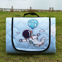 Tapis de jeu pour enfants à thème spatial matelassé à ultrasons OEM, tapis de pique-nique avec plateau de jeu avion, couverture d'extérieur imperméable et résistante à l'humidité
