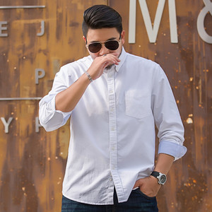 เสื้อเชิ้ตแขนยาวผู้ชายขนาดใหญ่สไตล์ลำลองธุรกิจสีพื้น - Product Image 4