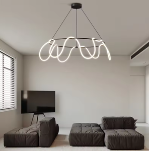 Nouveau Style Designer Lustres Lampe À Manger Moderne Nordique Led En Métal Silicone Anneau Linéaire Pendentif Lumières - Product Image 2