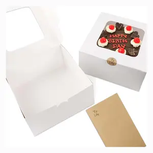 Geburtstag kuchenboxen Schaufenster brot Hochzeit personalisiert weiß quadratisch 4 6 8 10 12 14 Zoll Kuchenverpackung aus Kraftpapier Salatschachtel