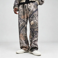Ensemble de survêtement camouflage pour homme, coupe courte, entièrement imprimé, 100 % polyester, pantalon de jogging ample à jambes larges, streetwear, 2 pièces