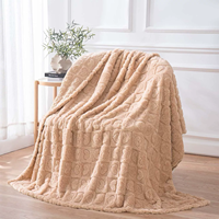 Couverture en flanelle jacquard brodée cœur LOVE, super douce et chaude, pour la sieste, toutes saisons, luxe, rose, literie décorative
