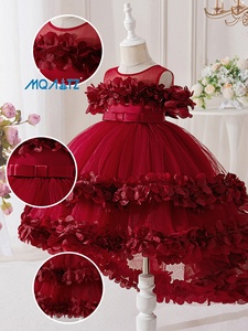 MQATZ Elegante Vestido <span class=keywords><strong>de</strong></span> Princesa para <span class=keywords><strong>Niñas</strong></span>, Traje Formal <span class=keywords><strong>de</strong></span> Boda con Decoración Floral, Largo hasta la Rodilla, Verano T6120 - Product Image 4