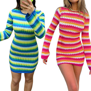 <span class=keywords><strong>Abito</strong></span> da donna alla moda, dolce e casual, <span class=keywords><strong>in</strong></span> <span class=keywords><strong>maglia</strong></span> color caramella, senza schienale, a maniche lunghe, slim fit, sexy, che modella i fianchi - Product Image 6