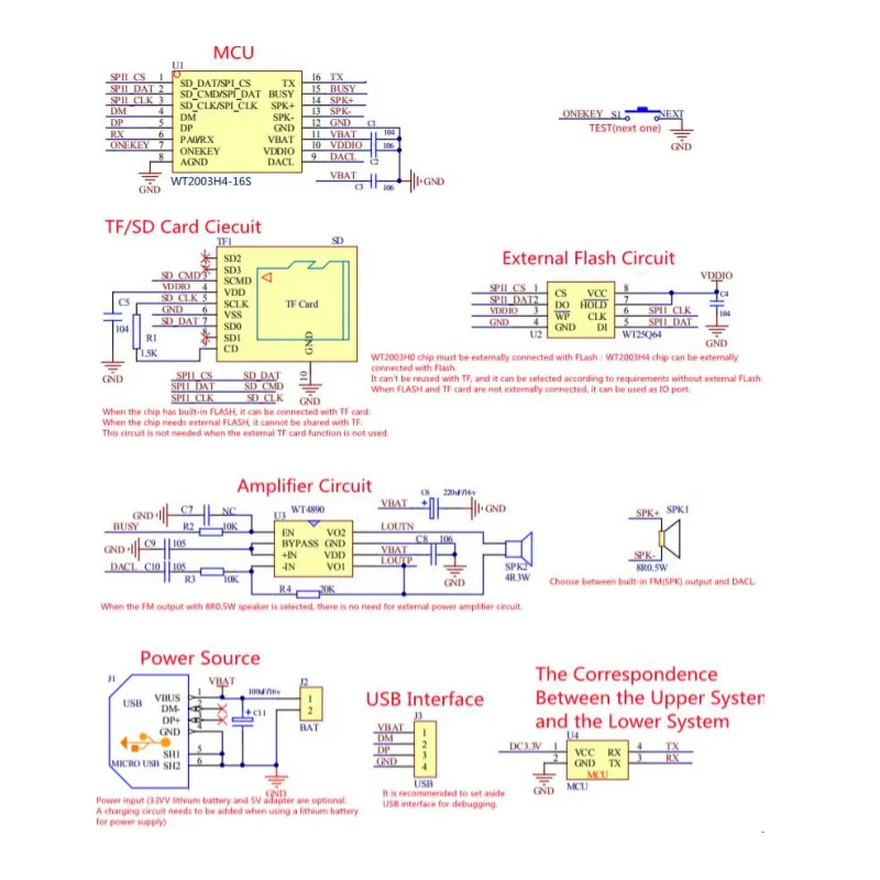 WT2003H4 16ピンICサウンドレコーダーチップUARTシリアル制御プログラマブルMp3WAVデコーダーチェンジャーボイスチップ