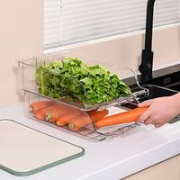 Keuken opbergbox van voedselveilig transparant plastic, stapelbaar, lade-model, voor groenten, fruit, dranken, koelkastopbergbox