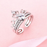 Noble Open Style Brillant Zircon Laiton Anneau Femmes Bijoux En Gros