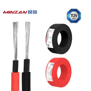 H1z2z2-K 6mm2 Photovoltaic solar cable Wire Tinned Copper conductor material TUV Approval PV-1 Solar Cable red and black