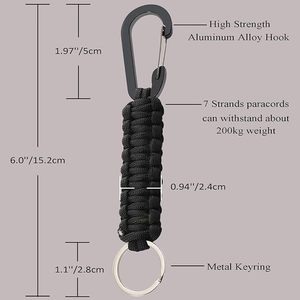 Robusto Portachiavi in Paracord con Moschettone, Clip in Alluminio Resistente, Cordino Intrecciato per Uomo e Donna, per Attività all'Aperto - Product Image 2
