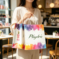 Sacs cadeaux en papier personnalisés en gros, design éclaboussures d'aquarelle, sacs de shopping pour boutiques, emballage pour parfums et cosmétiques