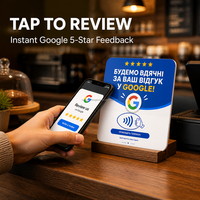 Autocollant de table en acrylique auto-adhésif de 12 cm, version ukrainienne, carte NFC Google Review avec puce NTAG213, 13,56 MHz, NFC Tap