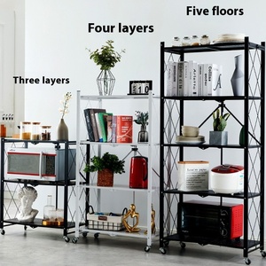 Organizer rotante pieghevole senza assemblaggio Multi-strato Mobile portaoggetti a pavimento <span class=keywords><strong>unit</strong></span>à di stoccaggio per la casa - Product Image 6