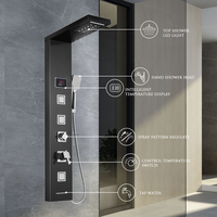 Robinets thermostatiques et compteurs multifonctionnels Colonne de douche murale en acier inoxydable