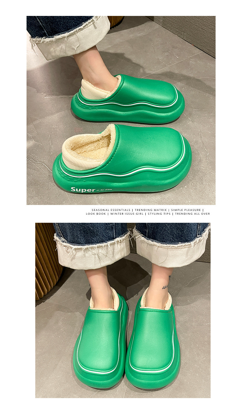 Fashion Women Waterproof Cotton Slippers Warm Indoor Winter Slippers Shoes Men