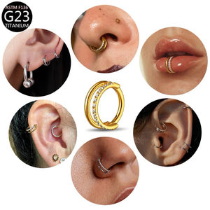 Anneaux de <span class=keywords><strong>nez</strong></span> septum pour femmes en titane G23 <span class=keywords><strong>avec</strong></span> zircon, bijoux de piercing tendance, boucles d'oreilles créoles, piercings segmentés et labrets - Product Image 2
