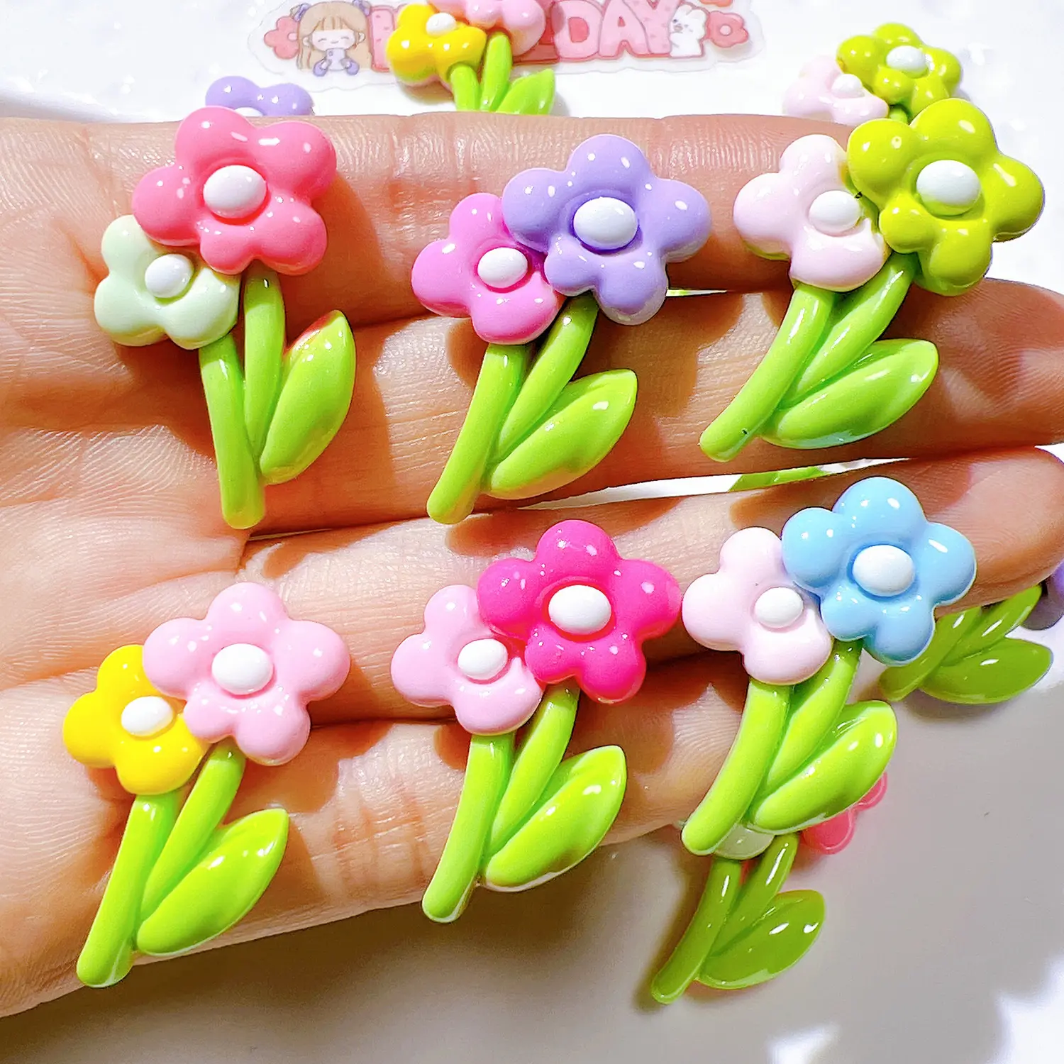 Hot Sale Two Color Narcissus Flowers Resin Charms Cabochons For Accessories Clothing Shoes Hat